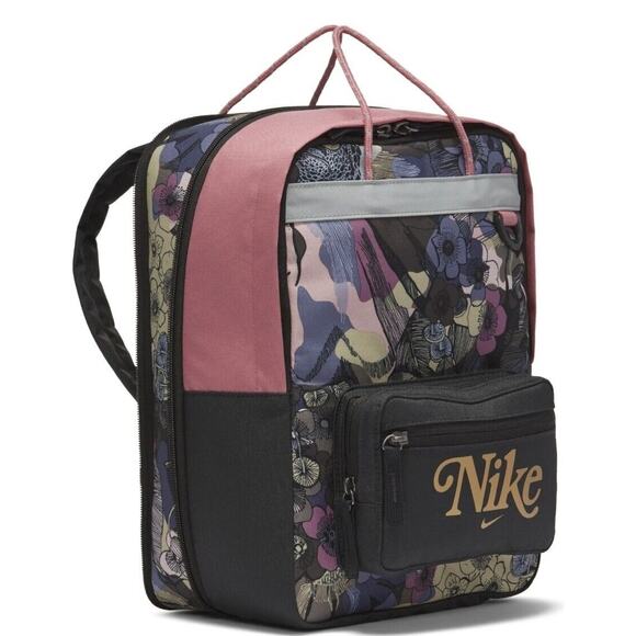 NEW NIKE TANJUN BACKPACK CU8971-020 PINK BLACK FLORAL SMALL HERITAGE SCHOOL - Picture 1 of 7